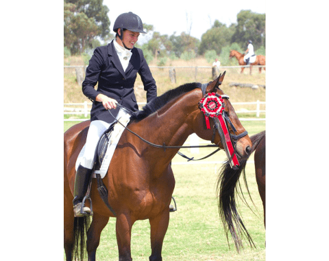Owner Chantelle Grove riding Griffin’s Pride